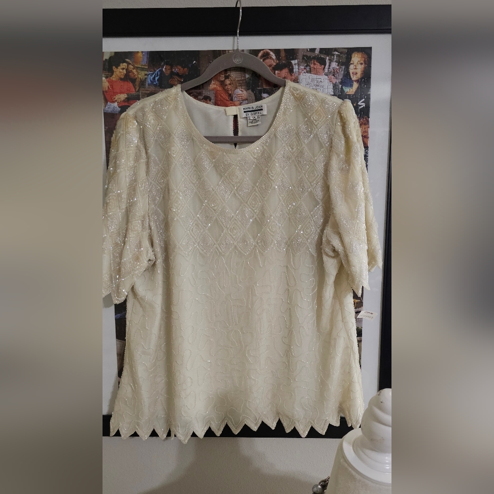 Cream Sequin Blouse